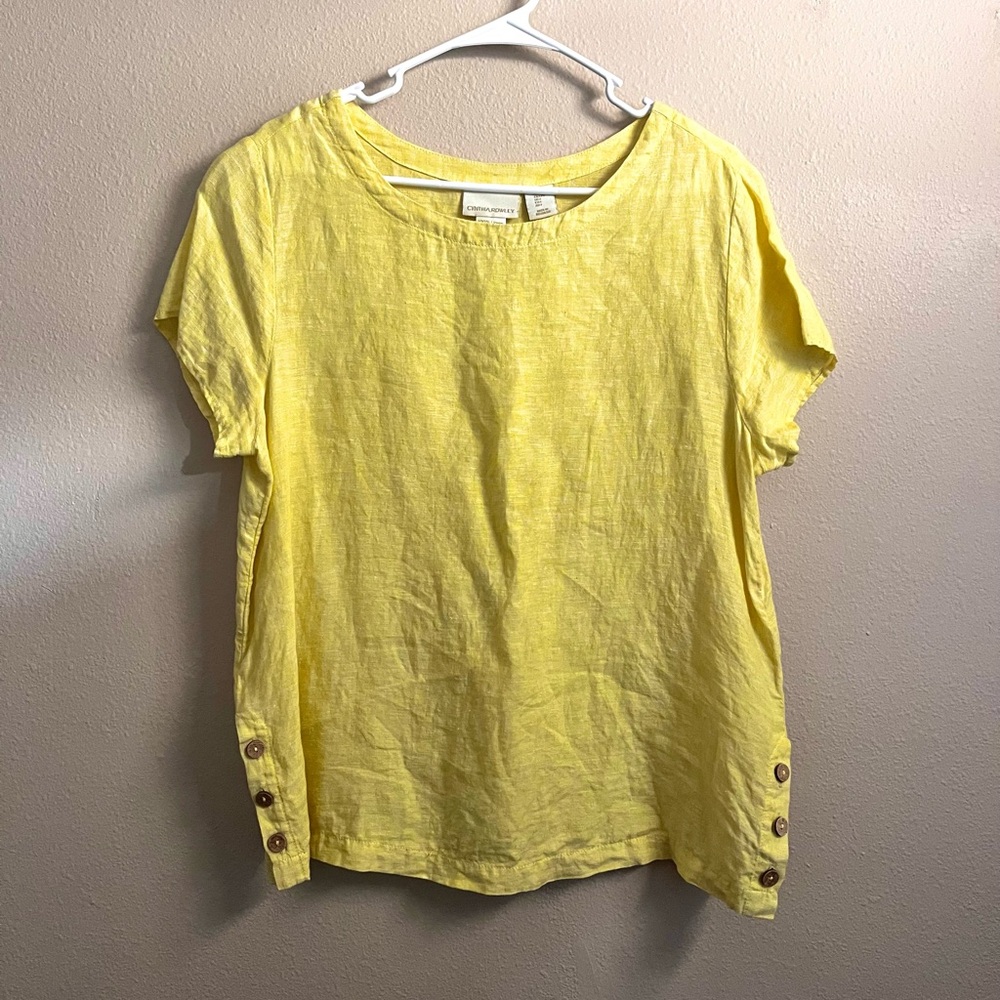 Cynthia Rowley 100% Linen Short Sleeve Blouse